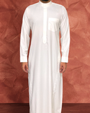 Saudi Off-White Collared Thobe - Boski Finish