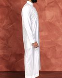 Saudi Off-White Collared Thobe - Boski Finish