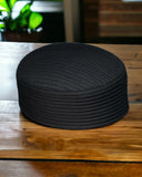 Black Quilted Islamic Cap (Kufi, Topi)