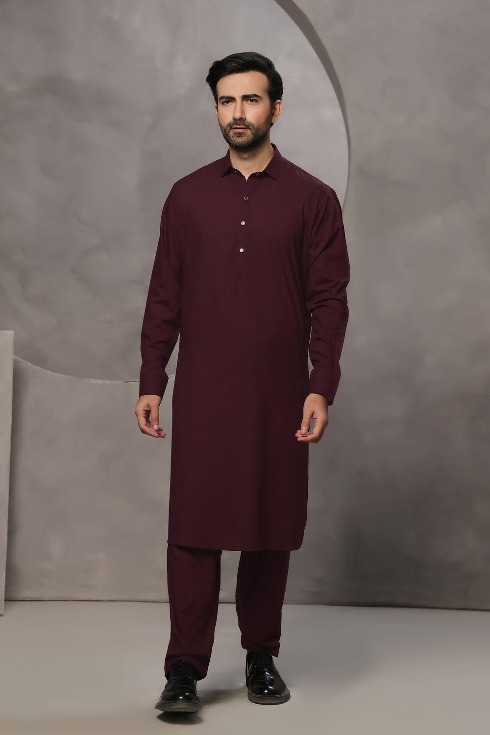 Style Maroon Salwar Kameez Mens Burgundy Blended Kameez Shalwar AL